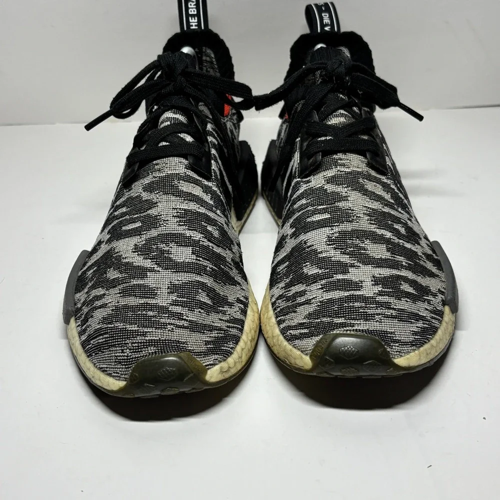 Adidas NMD R1 Primeknit STLT Mens 11 Black Grey CQ2444 Zebra Boost Runner‎